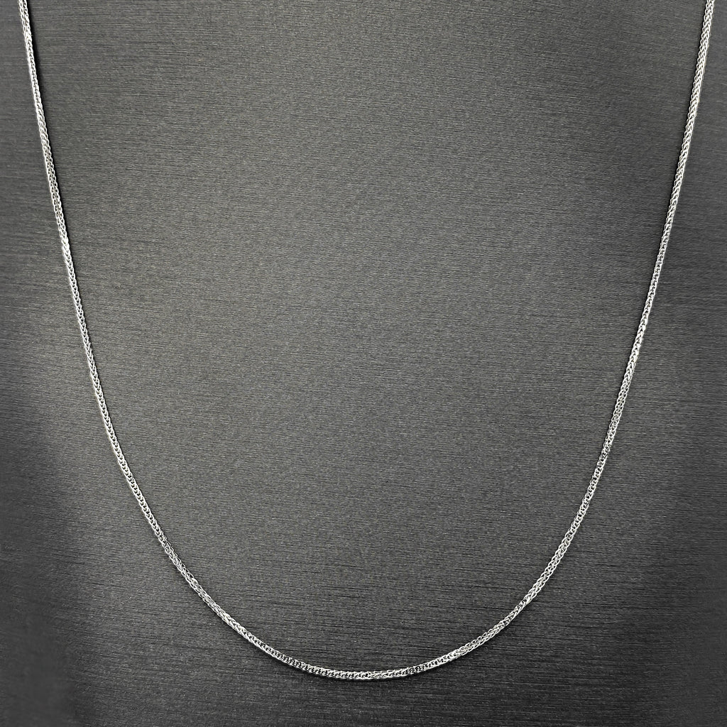 Cadena Oro Blanco 14k Espiga 50 cm, Ancho 1 mm