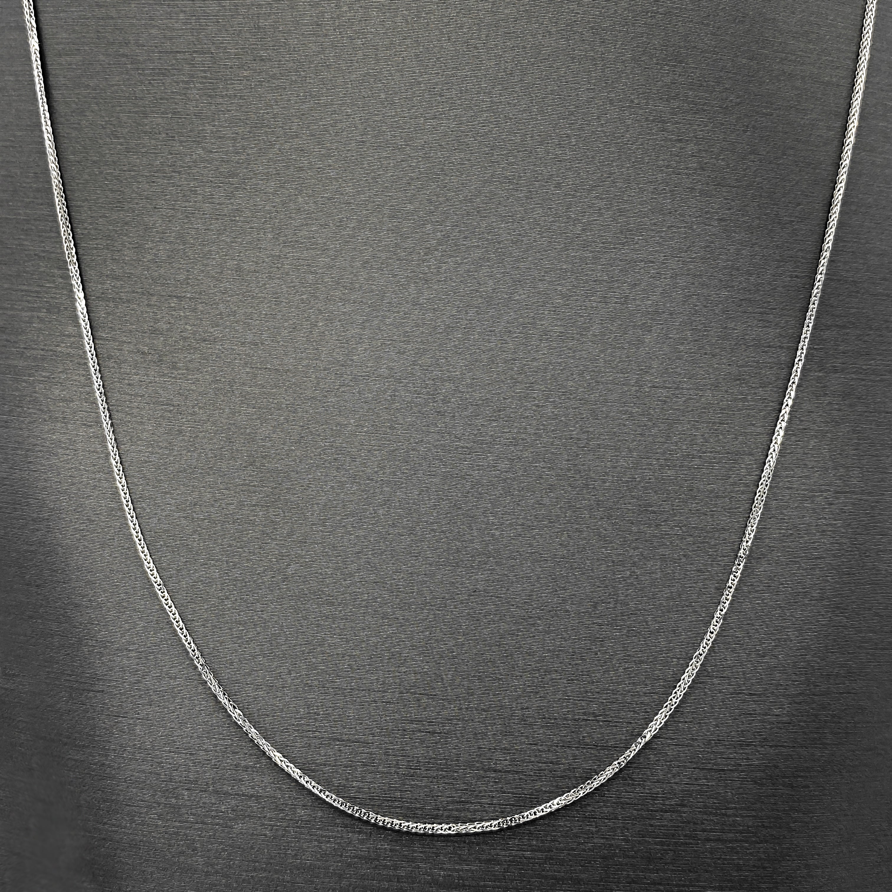 Cadena Oro Blanco 14k Espiga 50 cm, Ancho 1 mm