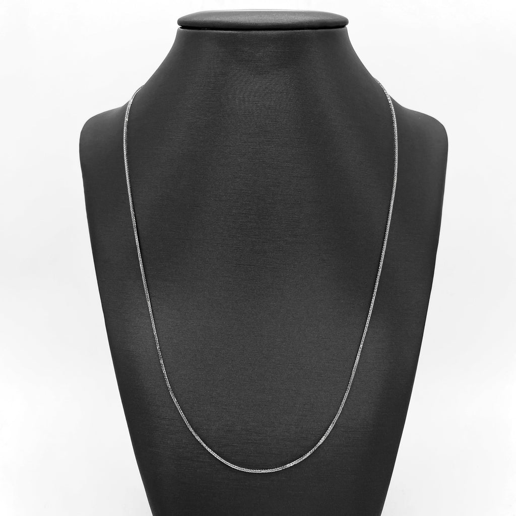 Cadena Oro Blanco 14k Espiga 50 cm, Ancho 1 mm
