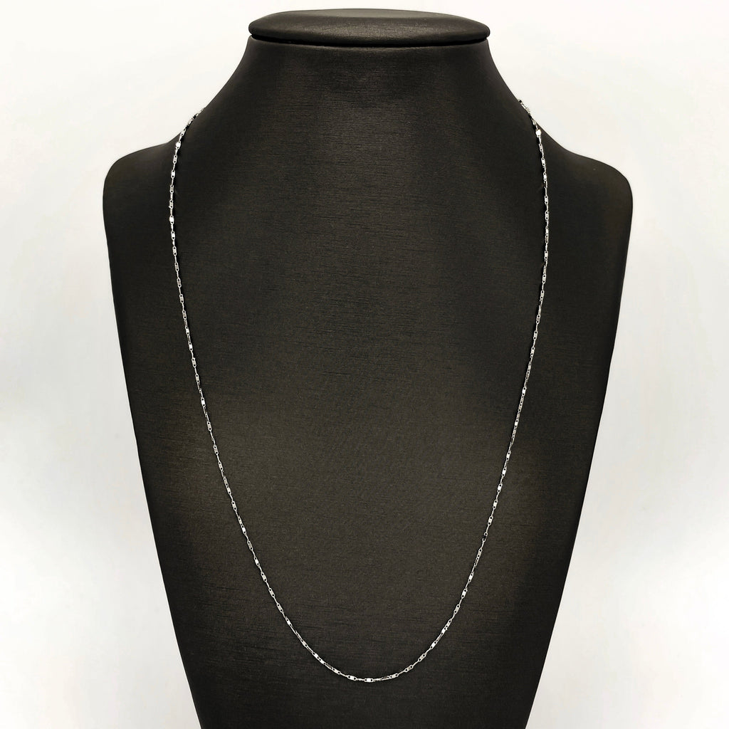 Cadena Oro Blanco 14k Espejo 50 cm, Ancho 1 mm