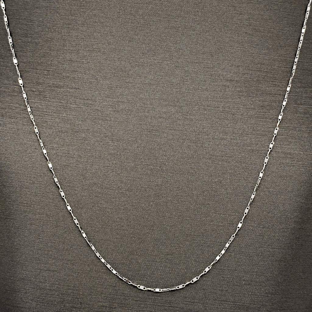 Cadena Oro Blanco 14k Espejo 50 cm, Ancho 1 mm