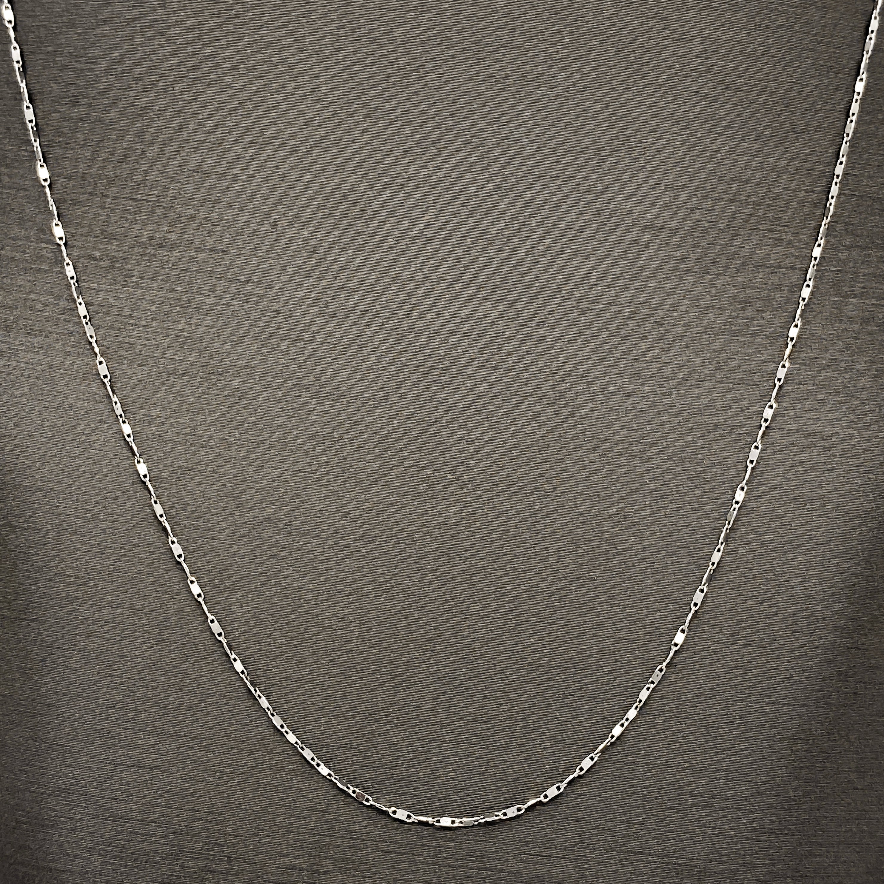 Cadena Oro Blanco 14k Espejo 50 cm, Ancho 1 mm