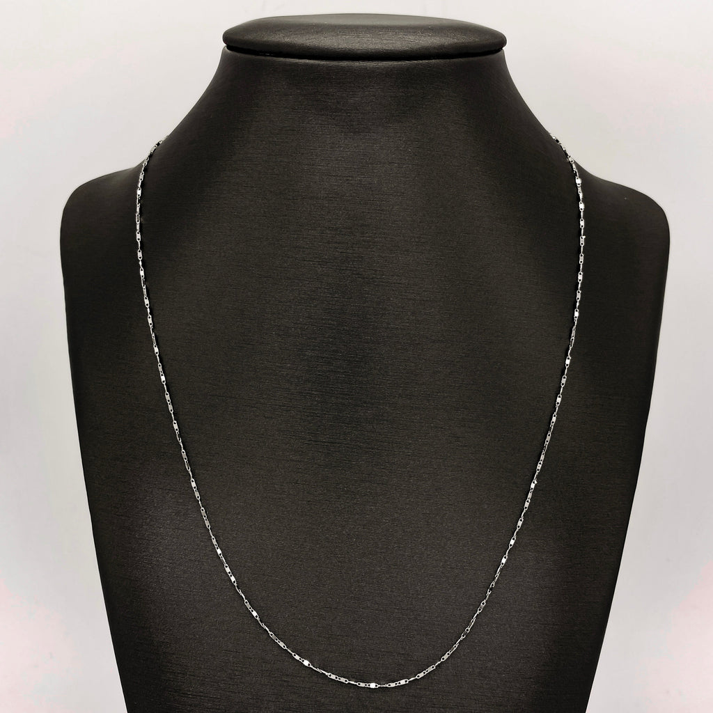 Cadena Oro Blanco 14k Espejo 45 cm, Ancho 1 mm