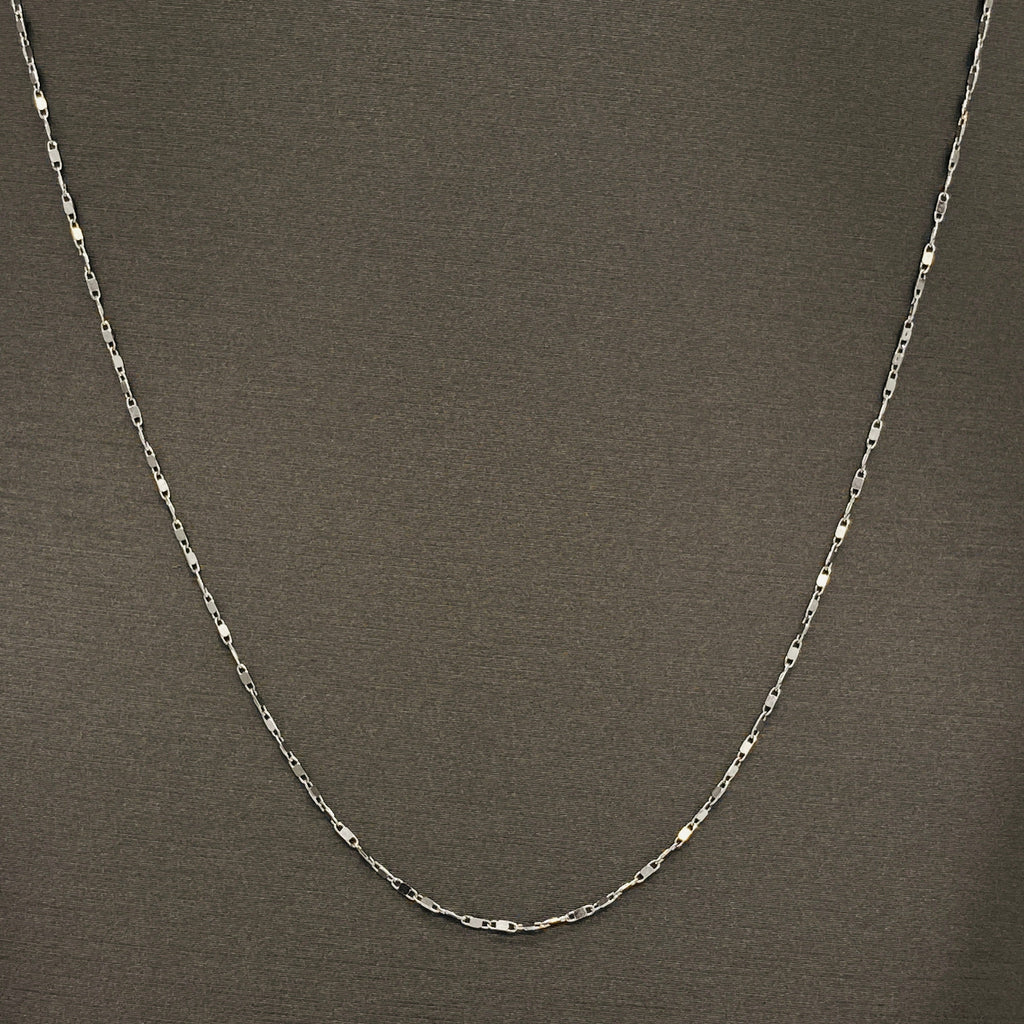 Cadena Oro Blanco 14k Espejo 45 cm, Ancho 1 mm