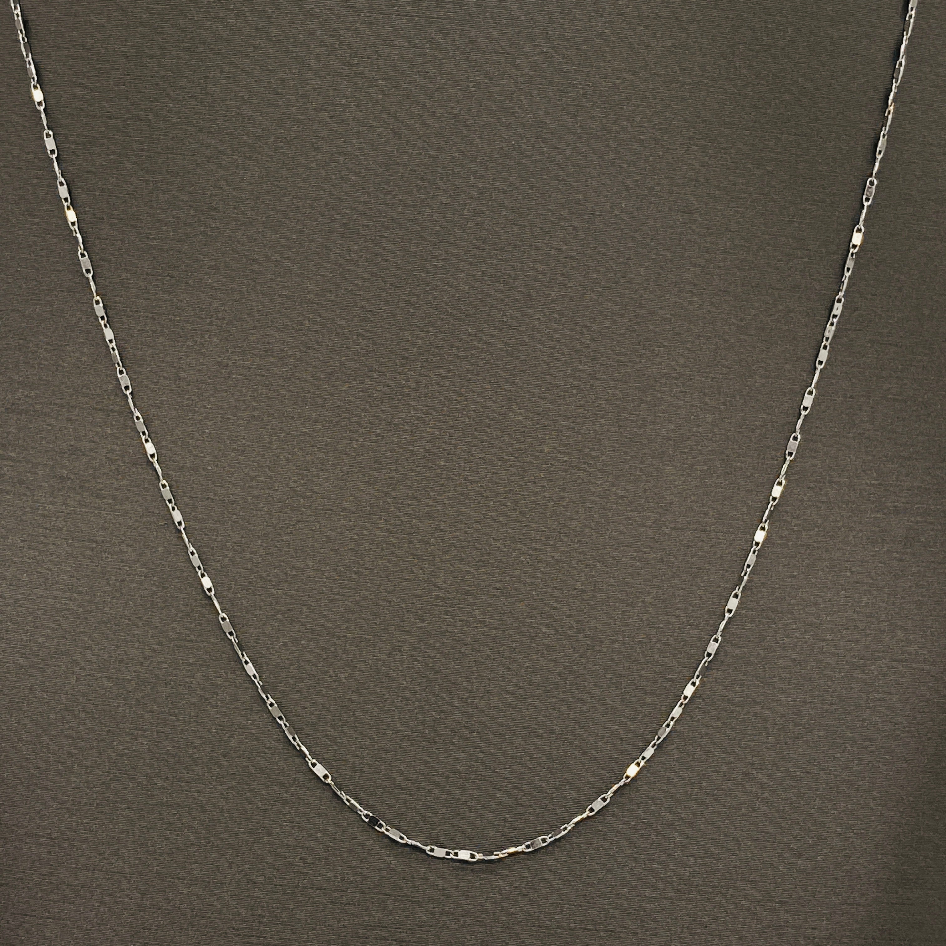 Cadena Oro Blanco 14k Espejo 45 cm, Ancho 1 mm