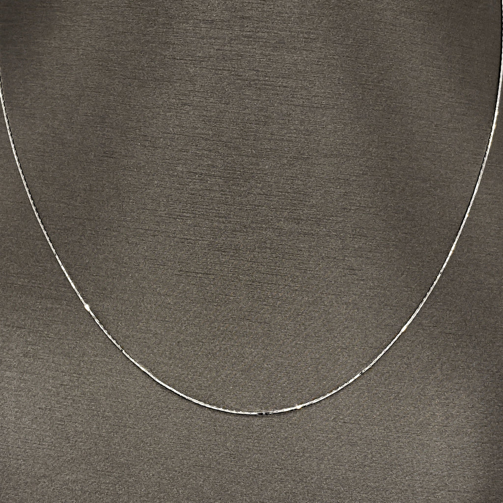 Cadena Oro Blanco 14k Cardano 40 cm, Ancho 0.5 mm