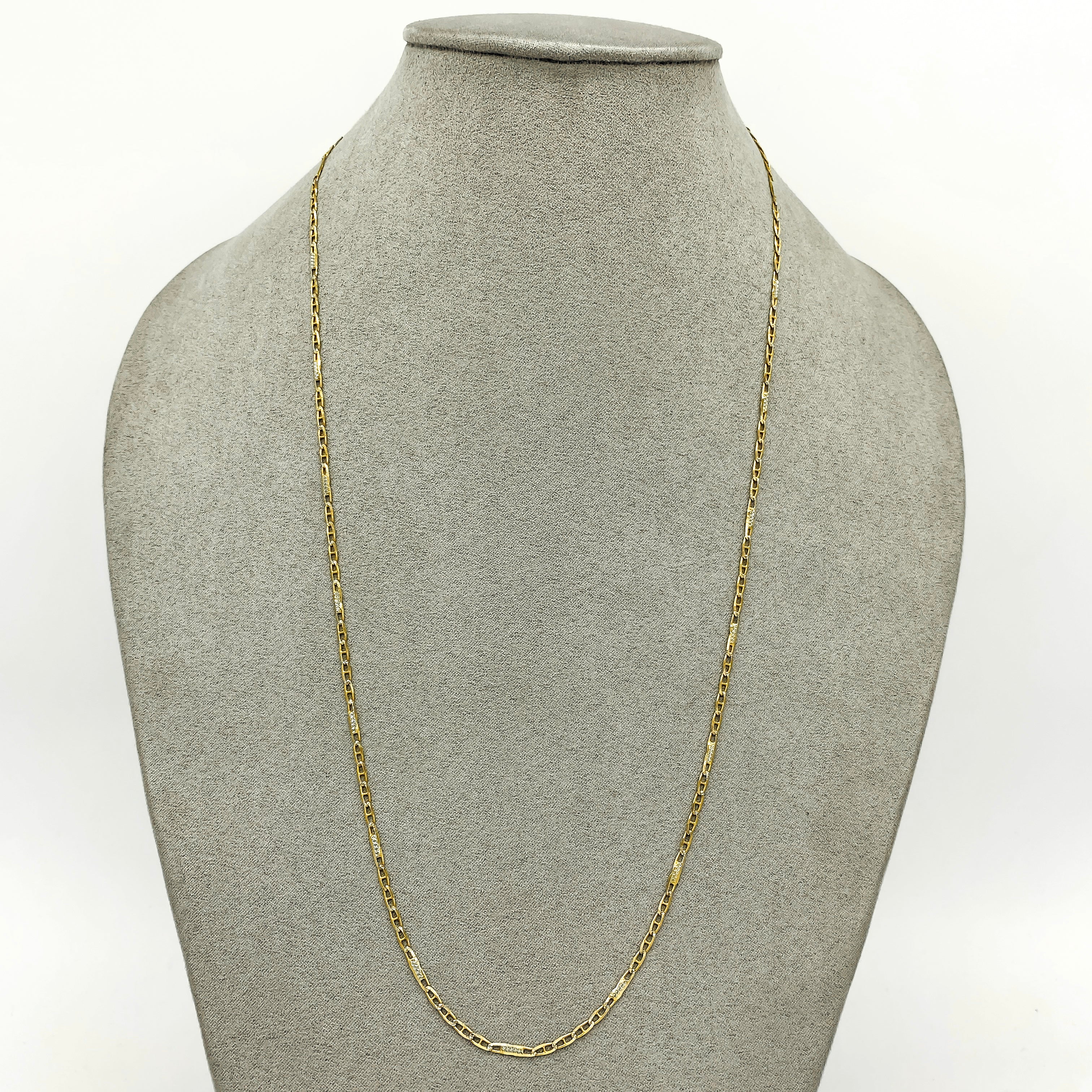 Cadena Oro 14k Figaruchi Diamantada Pavé 60 cm, Ancho 2.1 mm