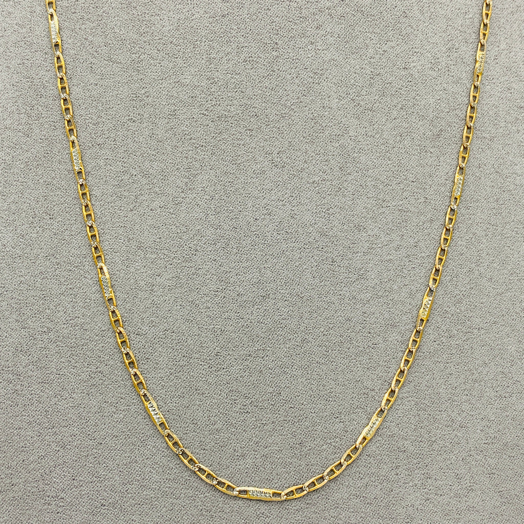 Cadena Oro 14k Figaruchi Diamantada Pavé 60 cm, Ancho 2.1 mm