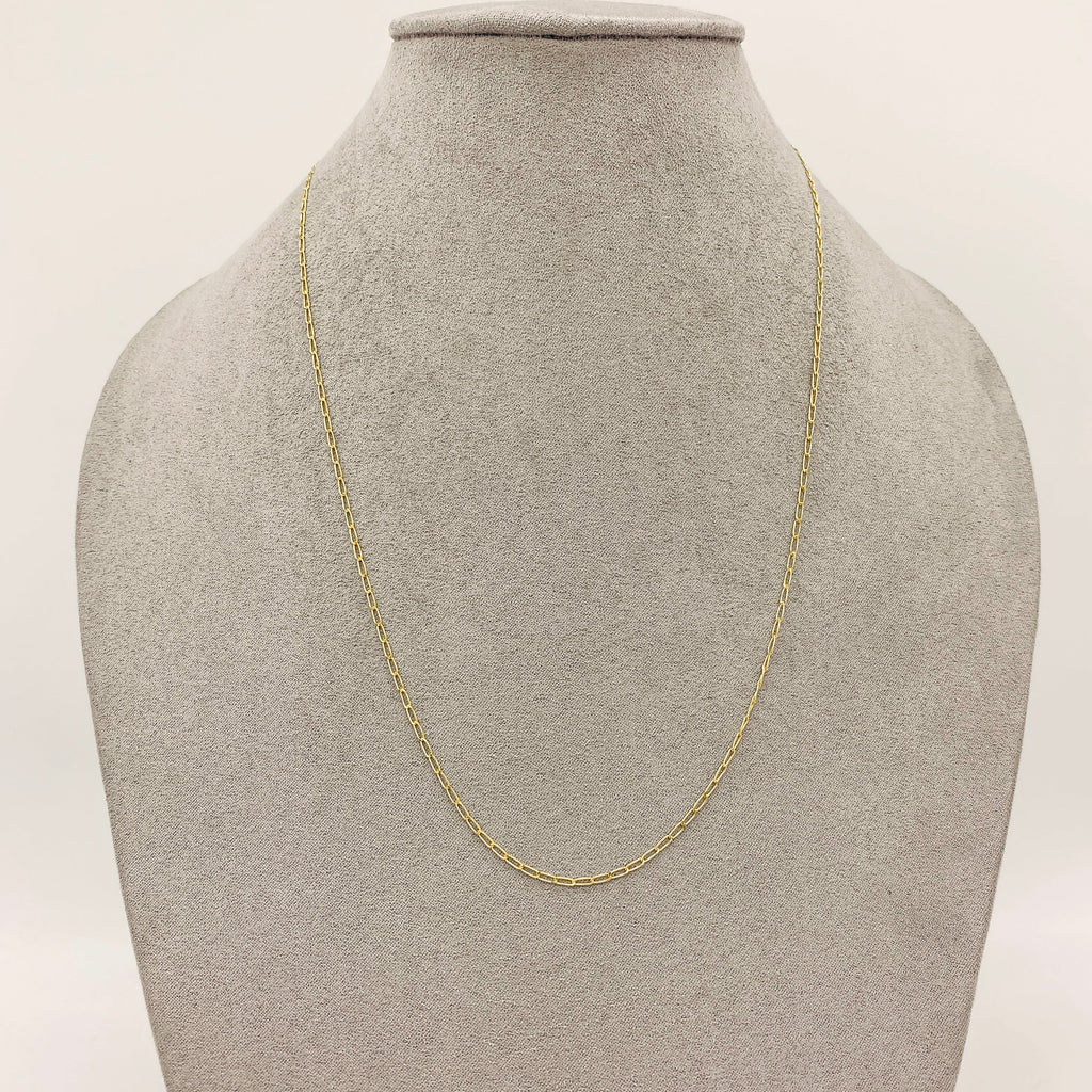 Cadena Oro 14k Eslabón Largo 1 x 1 de 45/50 cm, Ancho 1.5 mm