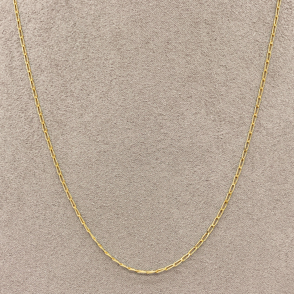 Cadena Oro 14k Eslabón Largo 1 x 1 de 45/50 cm, Ancho 1.5 mm