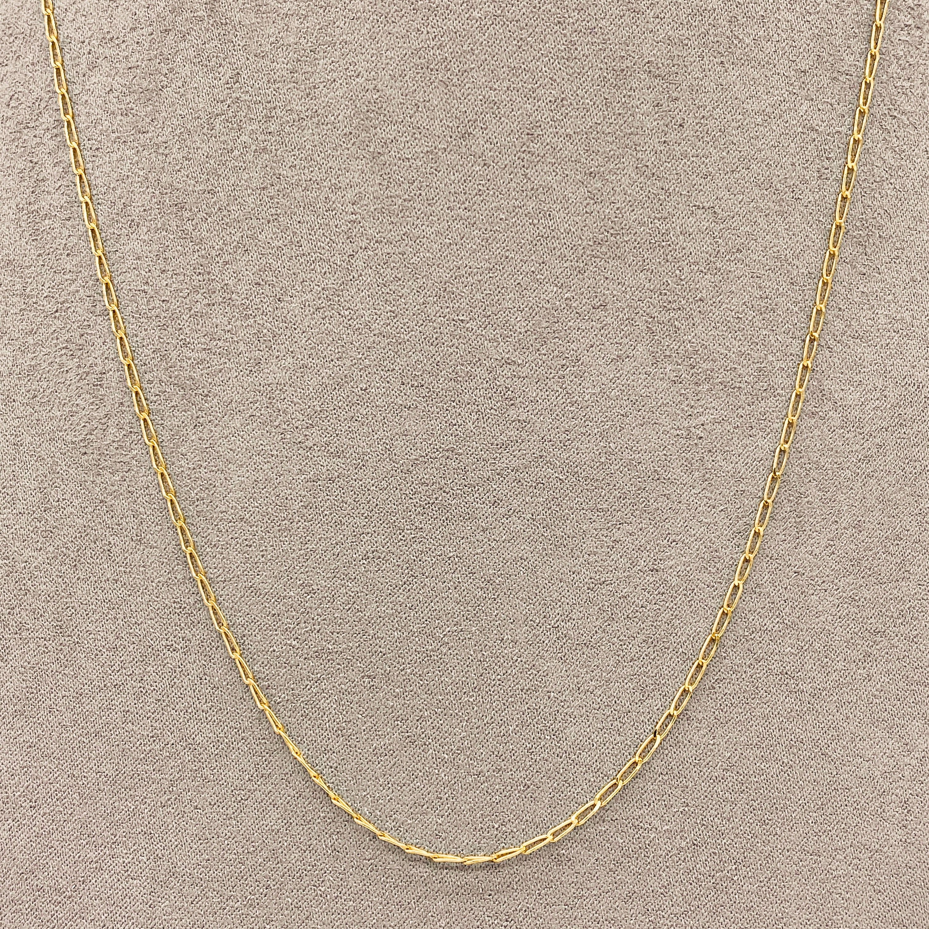 Cadena Oro 14k Eslabón Largo 1 x 1 de 45/50 cm, Ancho 1.5 mm