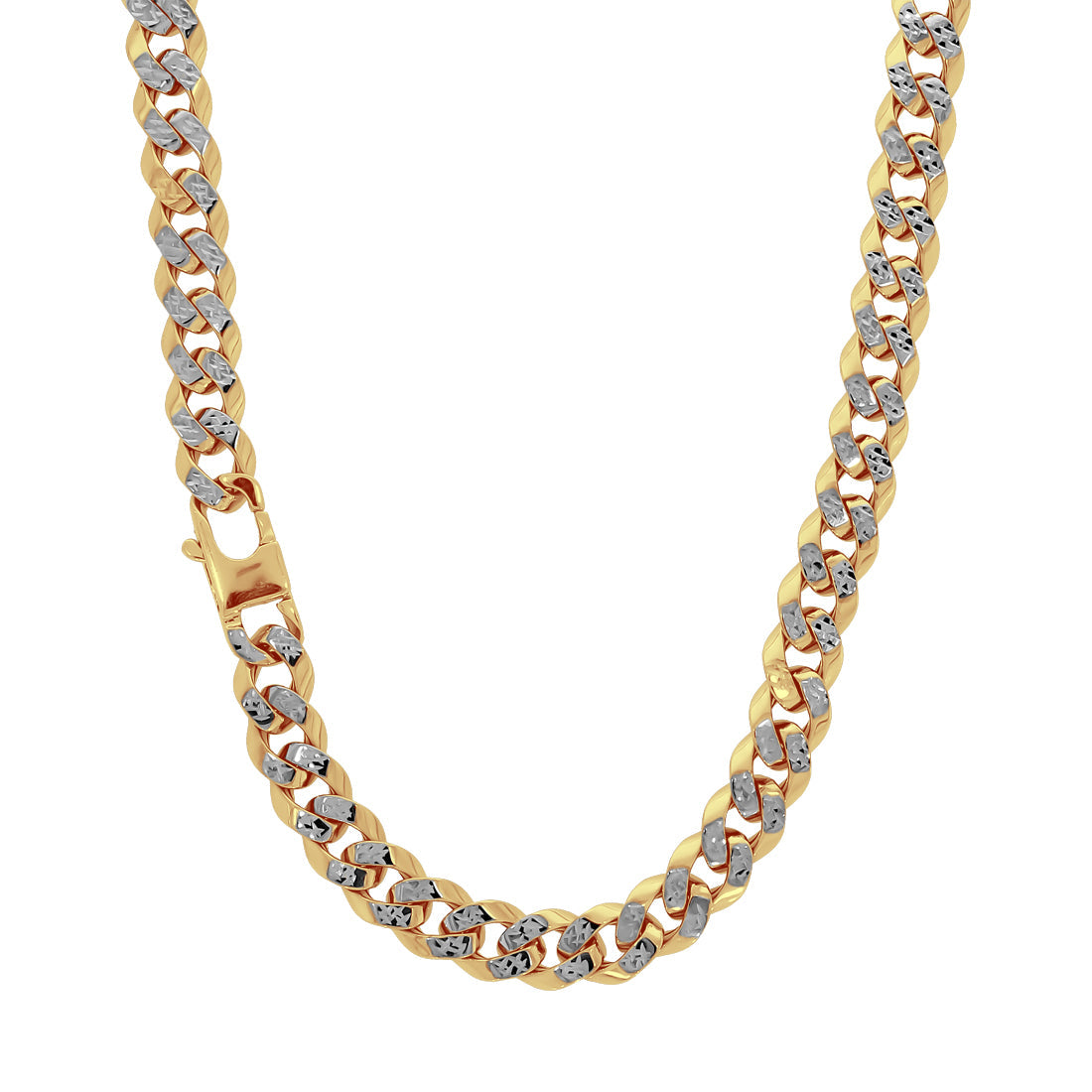 Cadena Oro 14k - Cubana Cerrada Diamantada de 60 cm, Ancho 8.2 mm