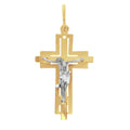 Cruz 3D Plana con Cruz sobre Cruz - Oro 14k
