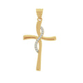 Cruz Curveada con Zirconias - Oro 14k