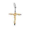 Cruz con Cristo Amarillo - Oro Blanco 14k