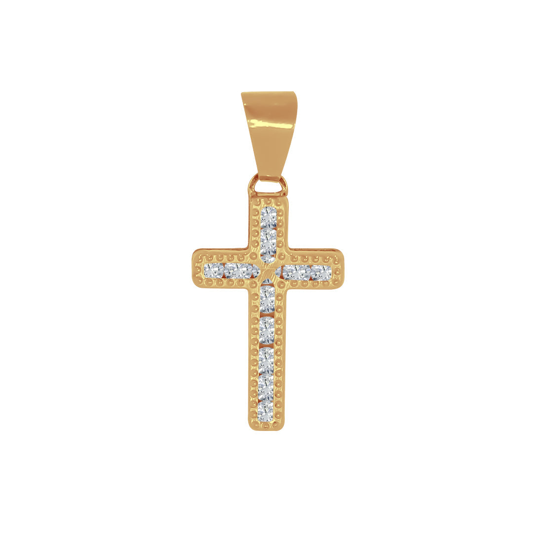 Cruz Oro 10k - Biselado con Zirconias 2.1 cm Alto