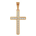 Cruz Oro 10k - Biselado con Zirconias 3.5 cm Alto
