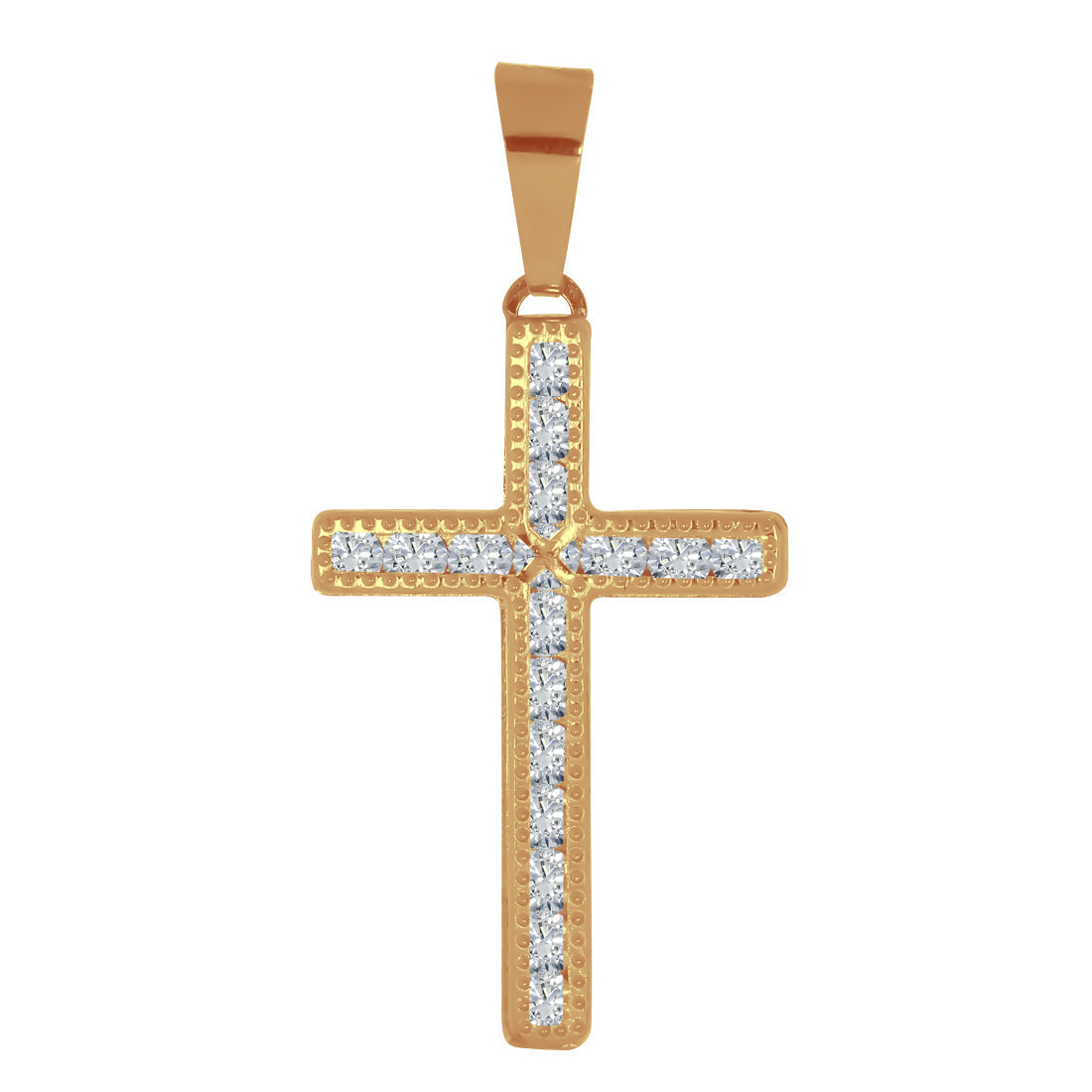 Cruz Oro 10k - Biselado con Zirconias 3.5 cm Alto