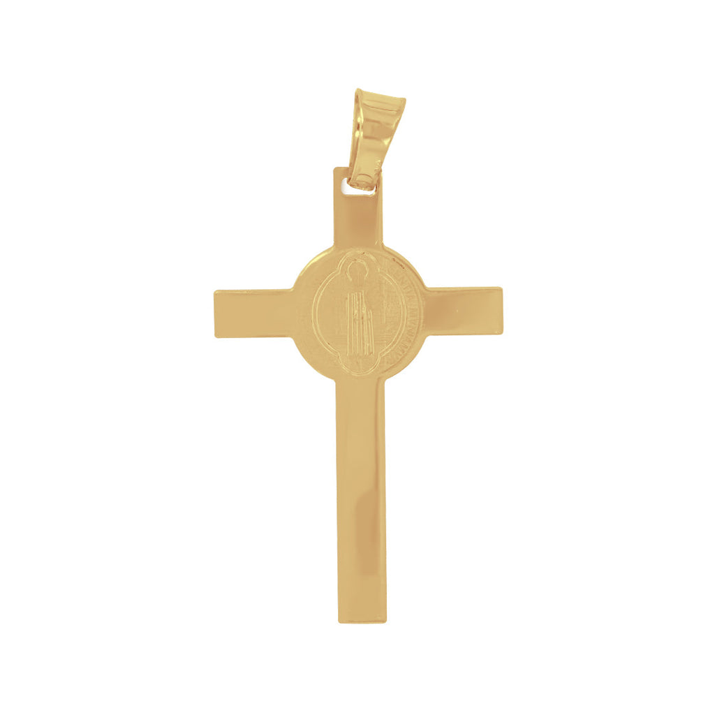 Cruz con Cristo y San Benito Oro 10k - 4.2 cm