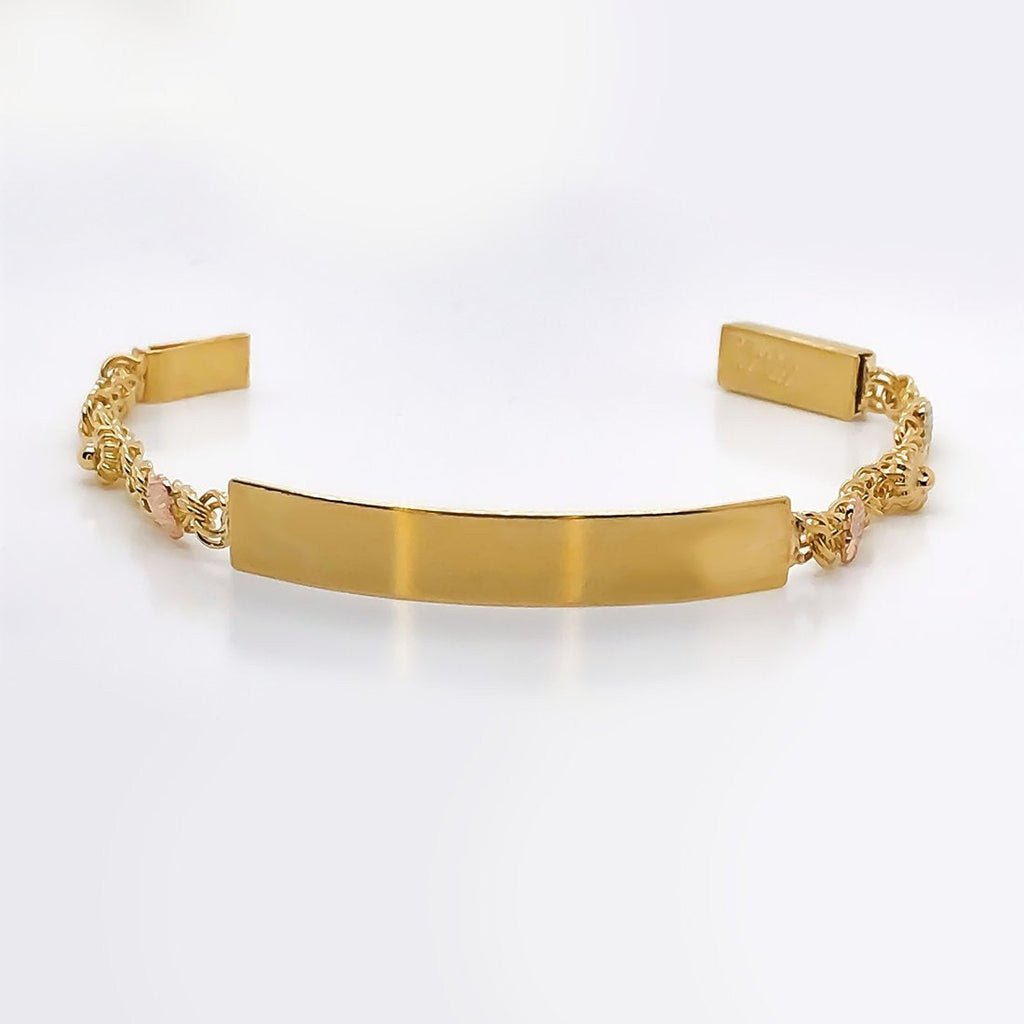 Esclava China Corazón y rocio, 11 cm Largo, Ancho 4 mm, Oro 10k