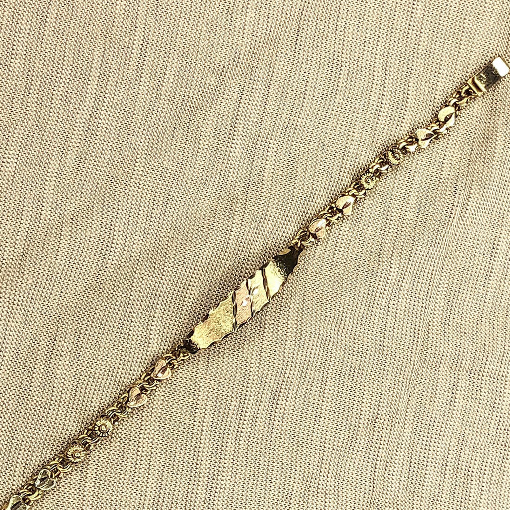 Esclava China Corazón y rocio, 12 cm Largo, Ancho 4 mm, Oro 10k