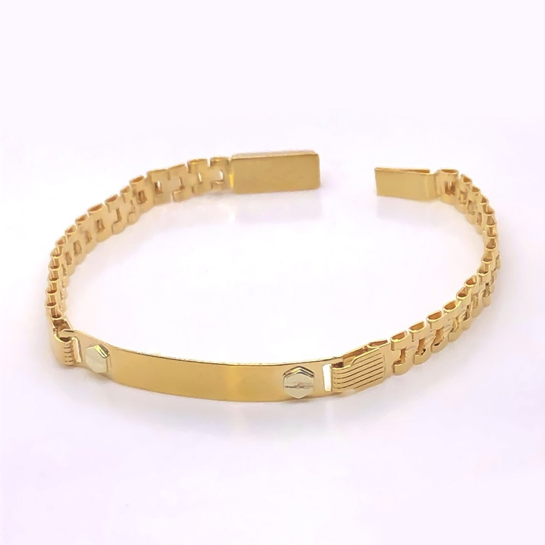 Esclava Oro 10k - Tejido tipo Rolex, 13-14 cm Largo, Ancho 4 mm