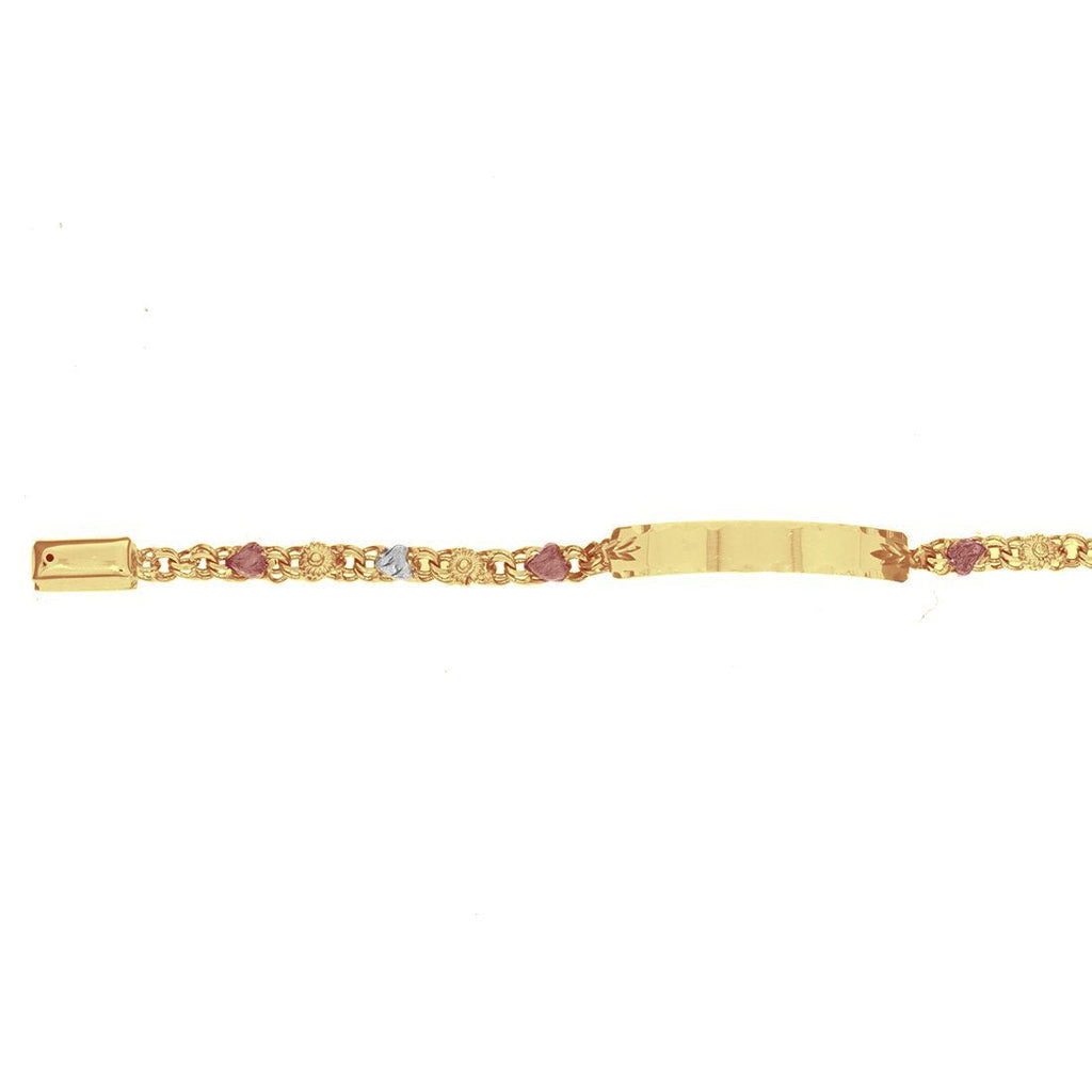 Esclava Oro 10k - Tejido China Corazón, 12 cm Largo, Ancho 4 mm
