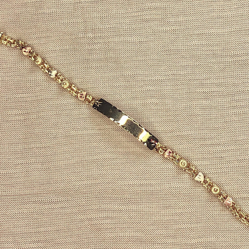Esclava Oro 10k - Tejido China Corazón, 12 cm Largo, Ancho 4 mm
