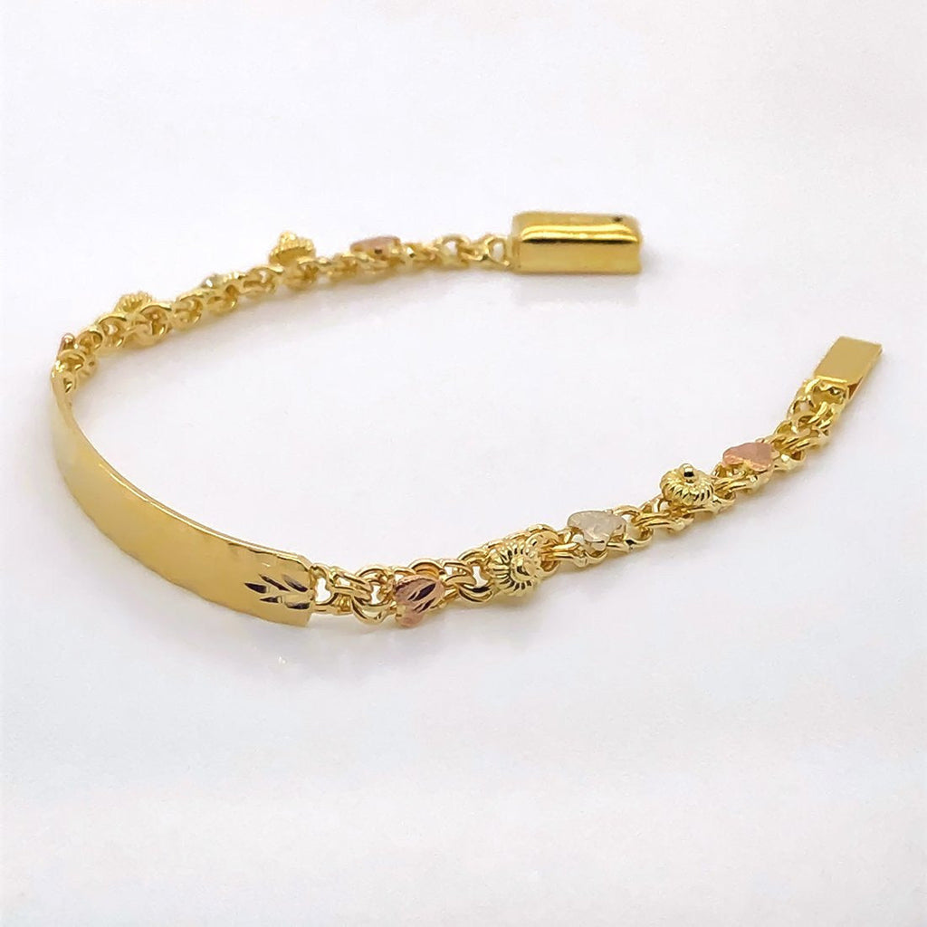Esclava Oro 10k - Tejido China Corazón, 12 cm Largo, Ancho 4 mm