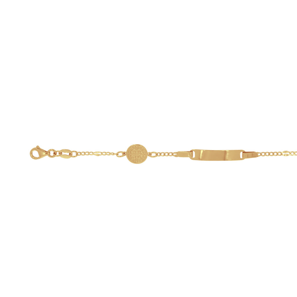 Esclava Oro 14k - Barbada con Medalla San Benito 12-14 cm Largo