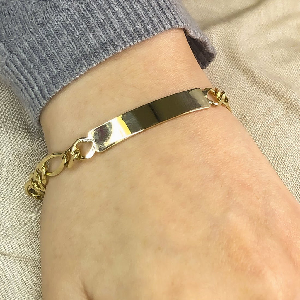 Esclava Cartie Oro 10k, palca Lisa 18 cm de Largo, Ancho 7 mm, Oro 10k