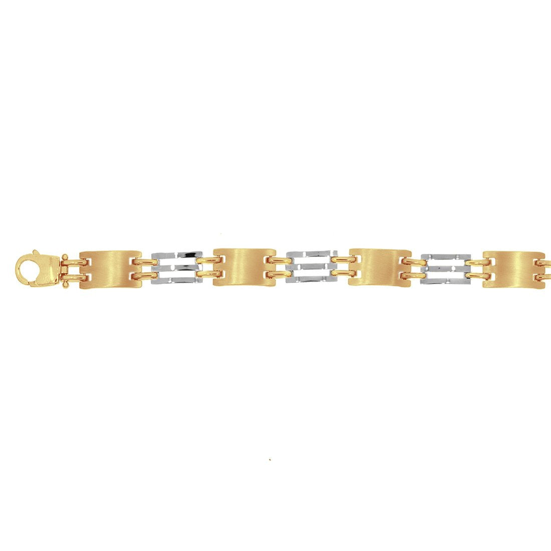 Esclava Oro 10k, plaquitas Oro Combinado, 22 cm Largo, Ancho 8 mm, Oro 10k