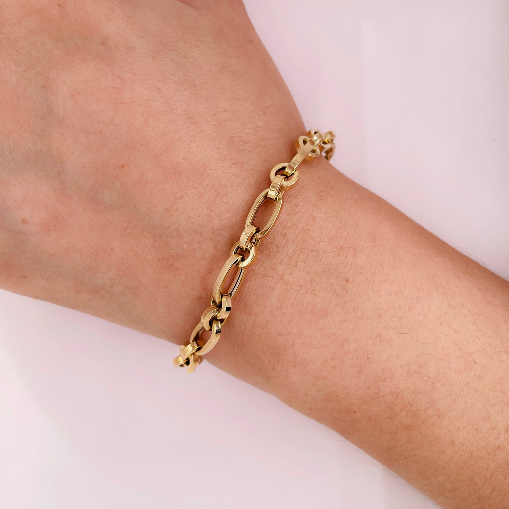 Pulso Oro 14k - Tejido Ovalado 1x1, 6.3 mm Ancho, 19.5 cm Largo