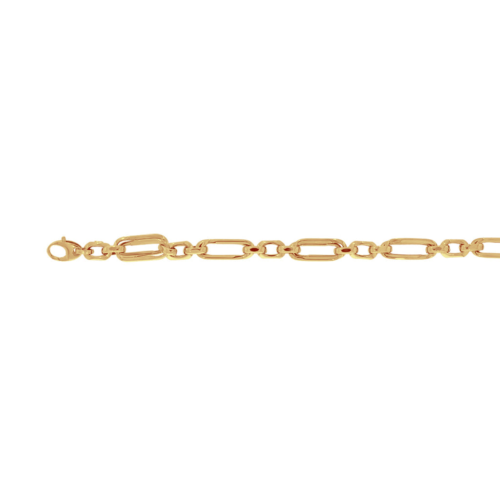 Pulsera Oro 14k - Tejido Doble Oval, 8 mm Ancho, 19.5 cm Largo