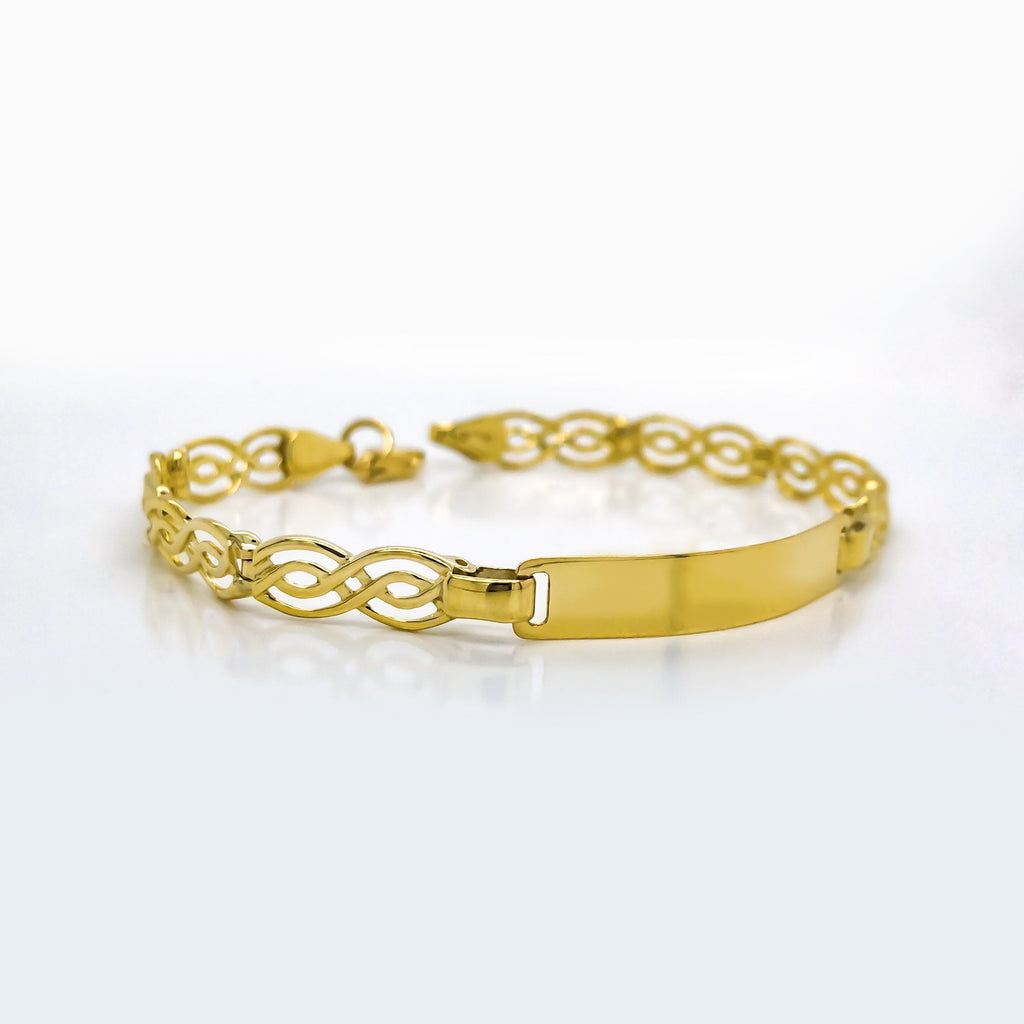 Esclava Oro 10k, Doble Infinitos, 15.5 cm Largo, Ancho 5 mm