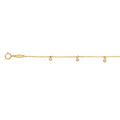 Tobillera Oro 10k - Zirconias Colgando, Largo 24-26 cm