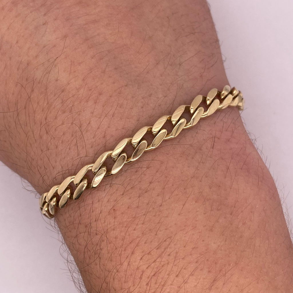 Pulso Oro 10k - Barbado Liso 6.5 mm Ancho, 18/21 cm Largo