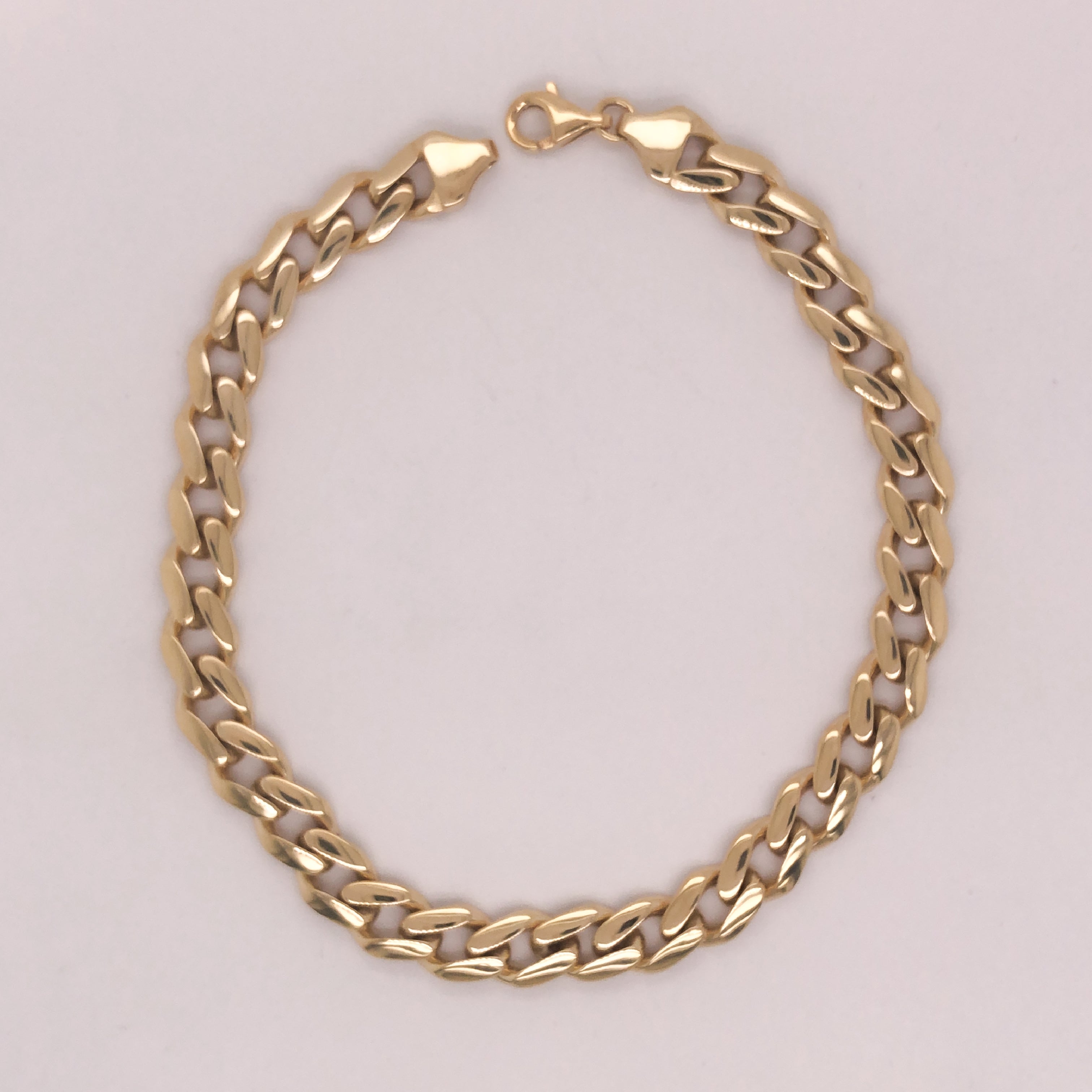 Pulso Oro 10k - Barbado Liso 6.5 mm Ancho, 18/21 cm Largo