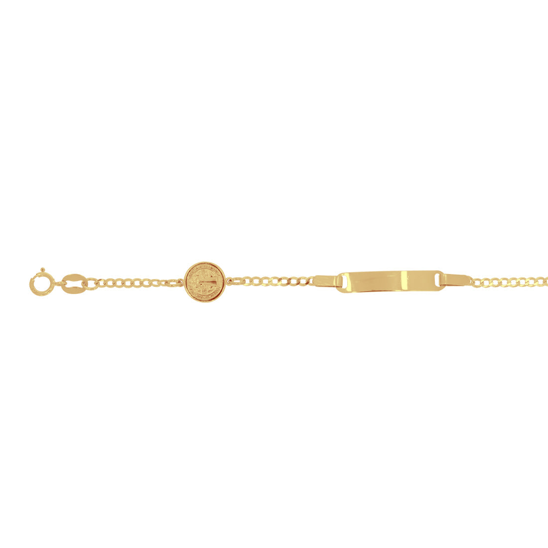 Esclava Oro 10k - Tejido Barbado Largo 12.5 a 14 cm, Ancho 2 mm