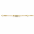 Esclava Oro 10k - Placa con Cruz, Ajustable de 12 a 14 cm
