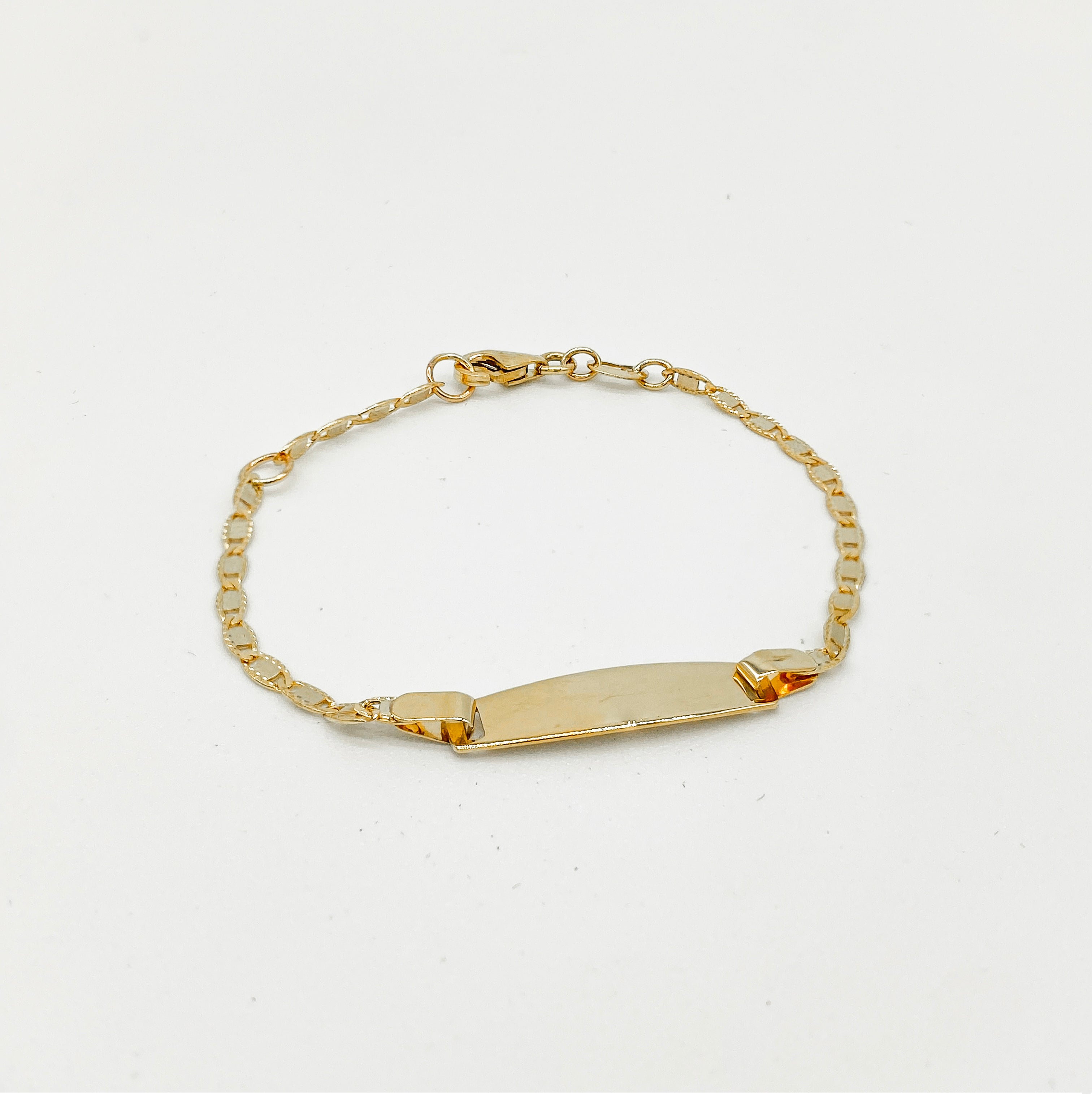 Esclava Oro 10k - Placa con Cruz, Ajustable de 12 a 14 cm