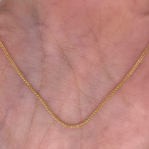 Cadena Oro 14k - Espiga Redonda 0.9 mm, 45/50 cm Largo
