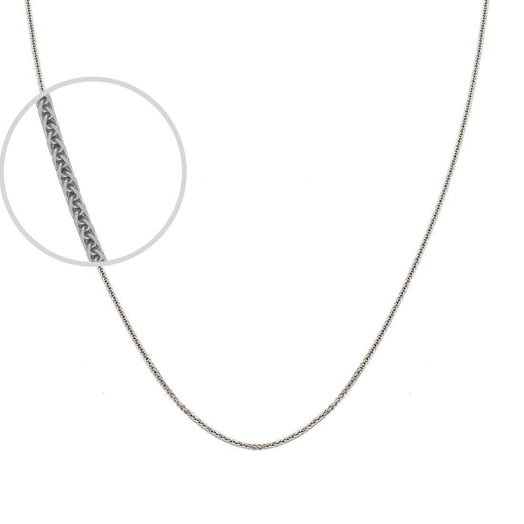 Cadena Oro Blanco 14k Espiga 50 cm, Ancho 1 mm