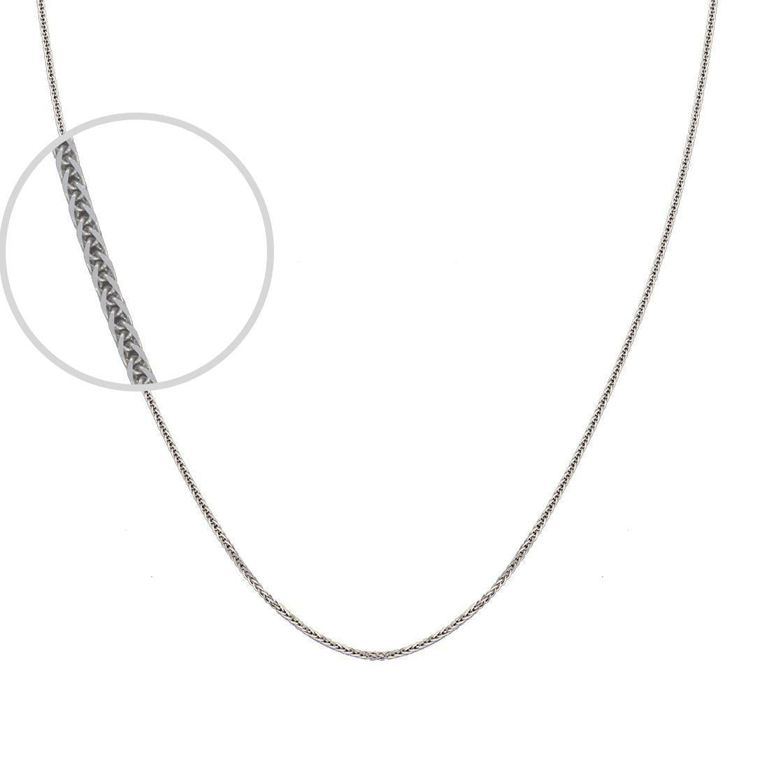 Cadena Oro Blanco 14k Espiga 50 cm, Ancho 1 mm