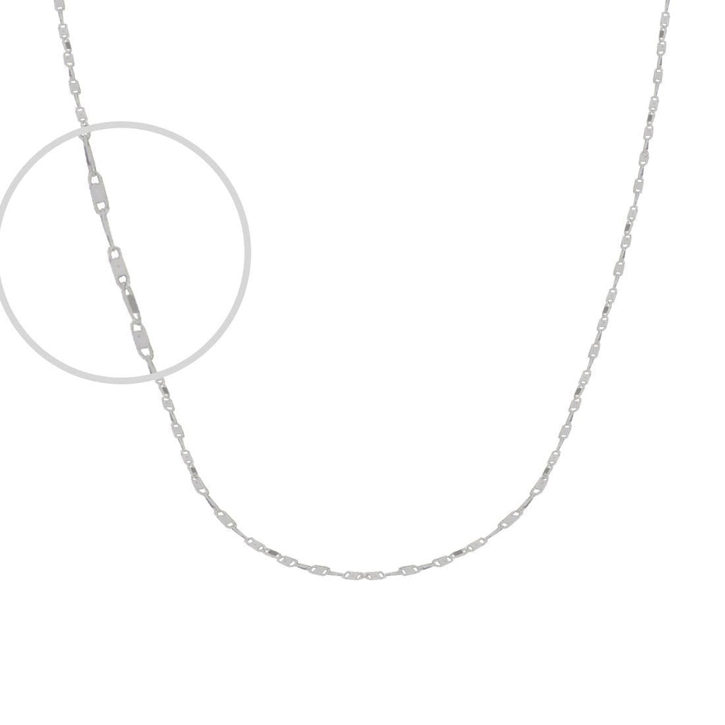 Cadena Oro Blanco 14k Espejo 50 cm, Ancho 1 mm