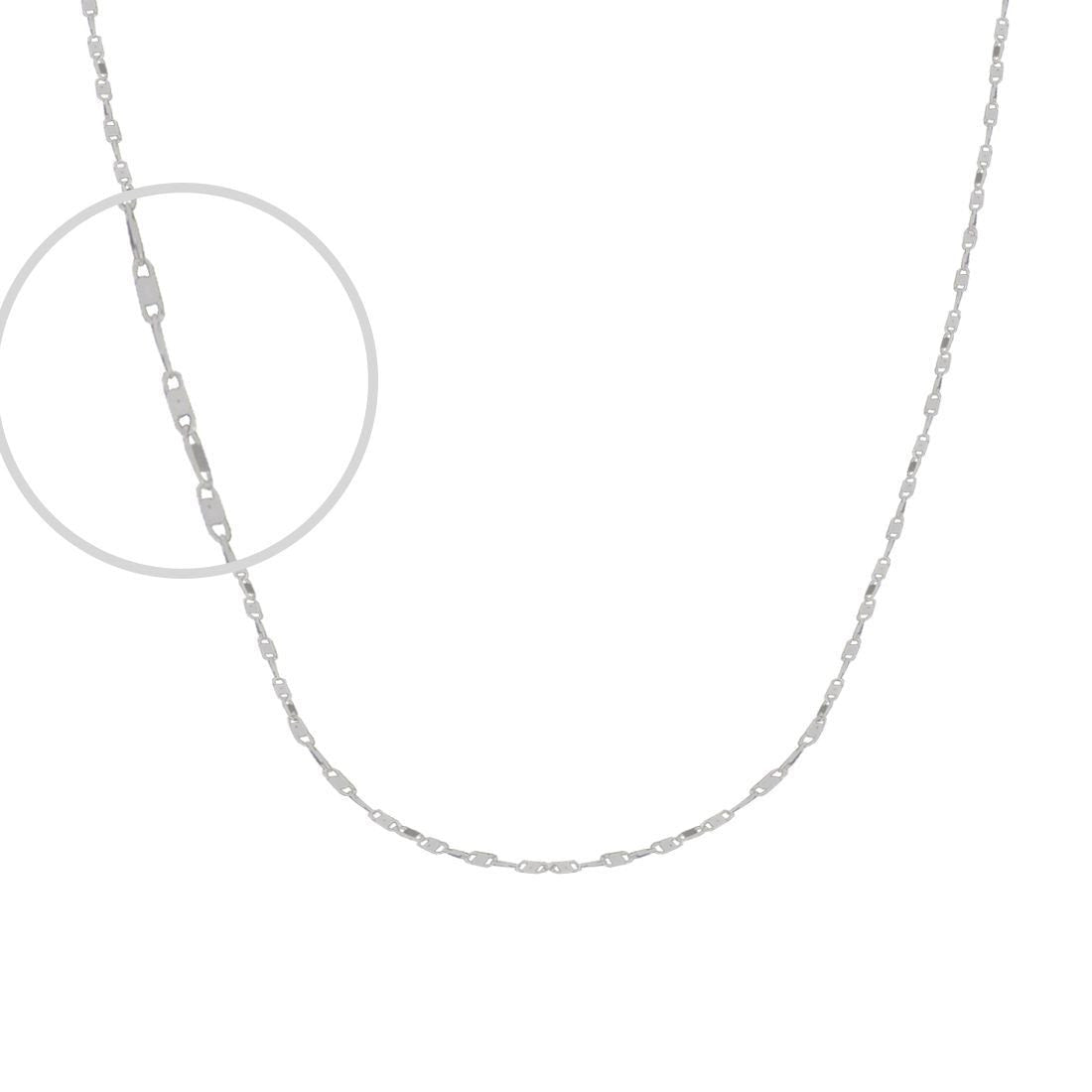 Cadena Oro Blanco 14k Espejo 50 cm, Ancho 1 mm