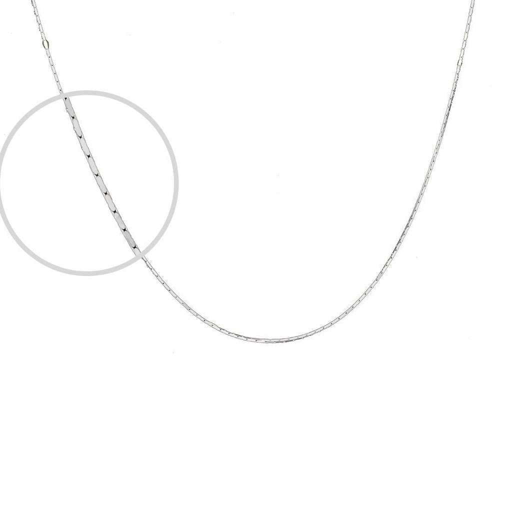 Cadena Oro Blanco 14k Cardano 40 cm, Ancho 0.5 mm