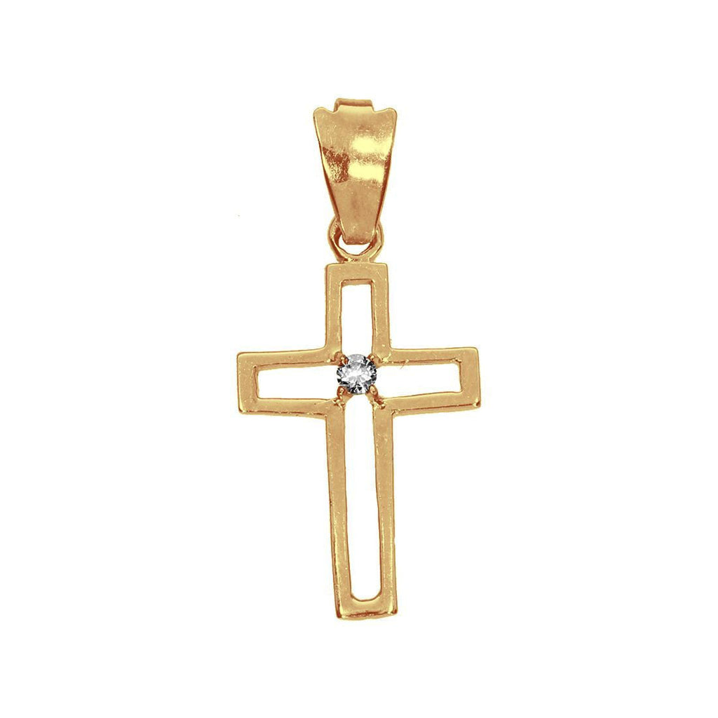 Cruz Oro 10k - Calada con Zirconia, 3.2 cm alto, Largo 1.5 cm