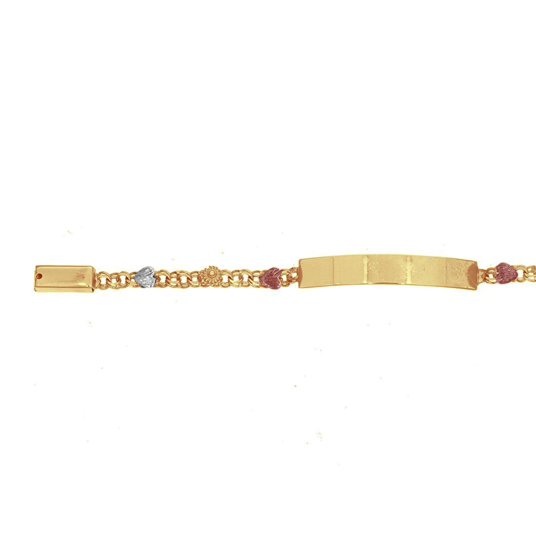 Esclava China Corazón y rocio, 11 cm Largo, Ancho 4 mm, Oro 10k