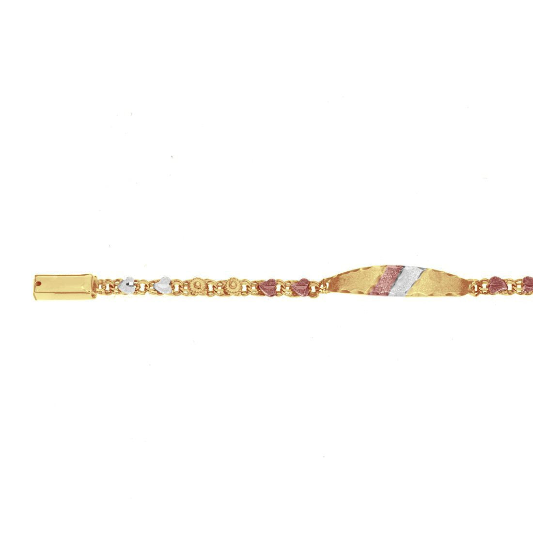 Esclava China Corazón y rocio, 12 cm Largo, Ancho 4 mm, Oro 10k